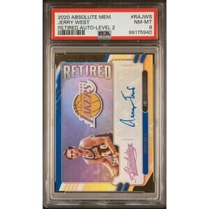 2020 Absolute Retired Autographs Jerry West Retired Auto-Level 2 PSA 8 #/10